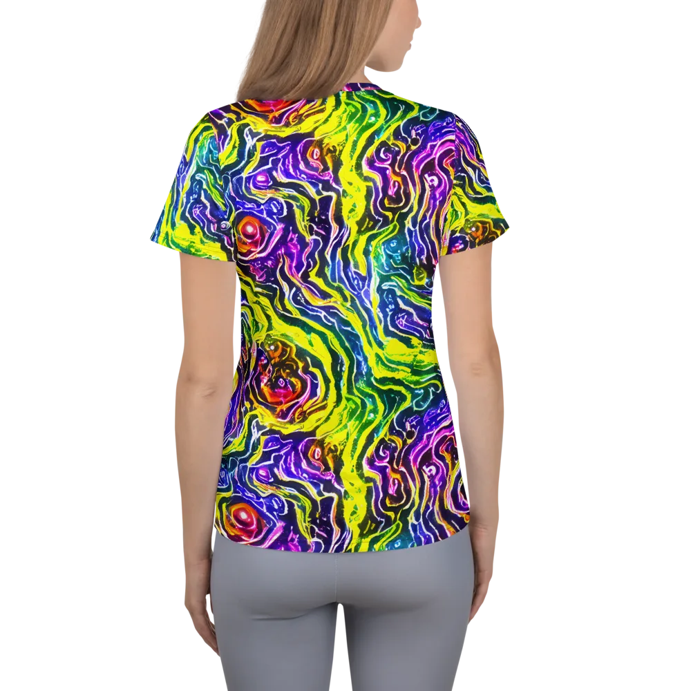 Cosmic Lava Lace on Women's Athletic T-Shirt — Back