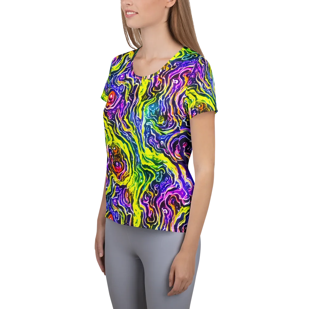 Cosmic Lava Lace on Women's Athletic T-Shirt — Left