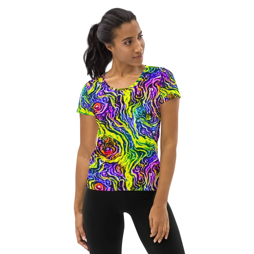 Cosmic Lava Lace on Women's Athletic T-Shirt — Front