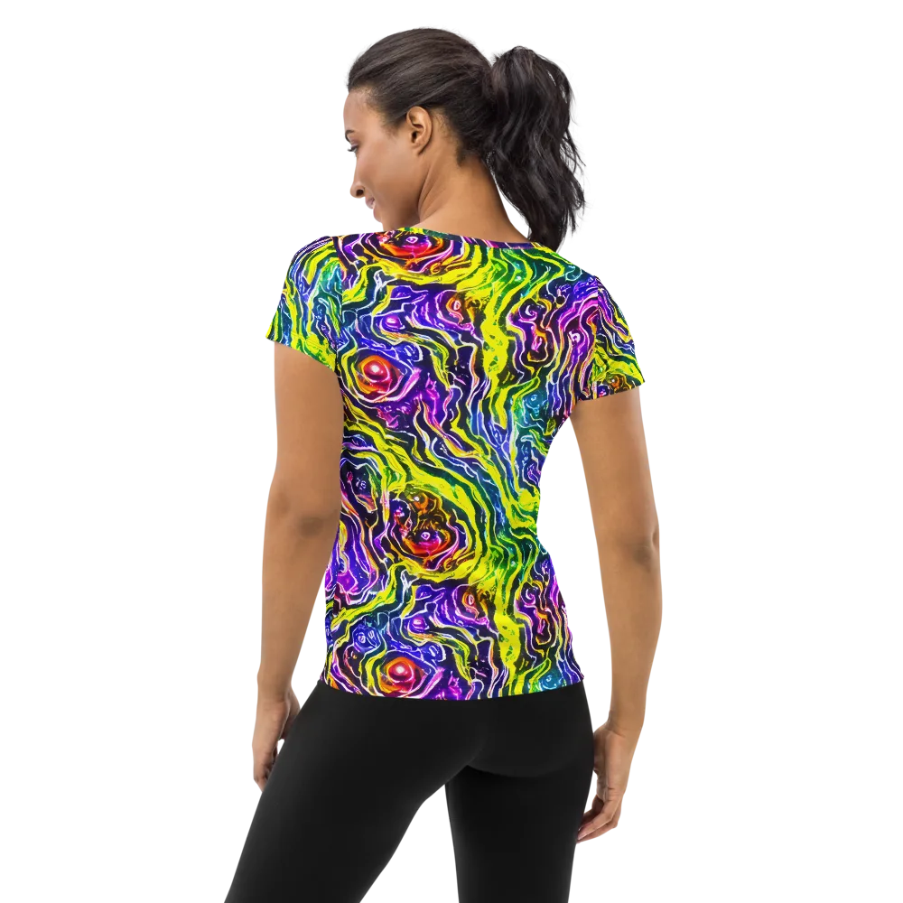 Cosmic Lava Lace on Women's Athletic T-Shirt — Back
