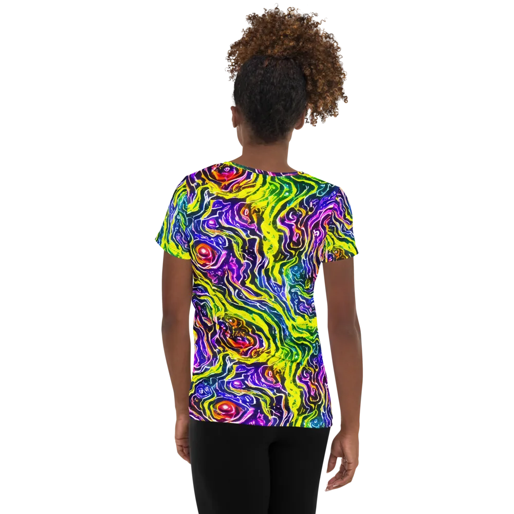 Cosmic Lava Lace on Women's Athletic T-Shirt — Back