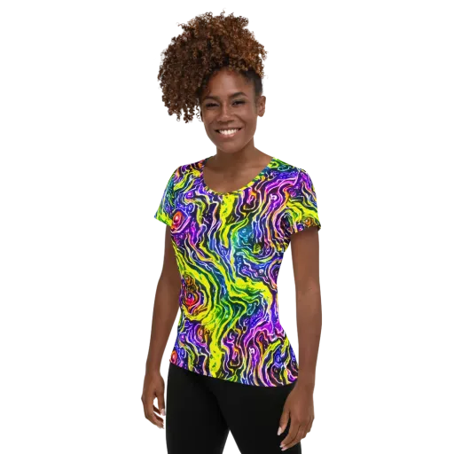 Cosmic Lava Lace on a Women's Athletic T-Shirt
