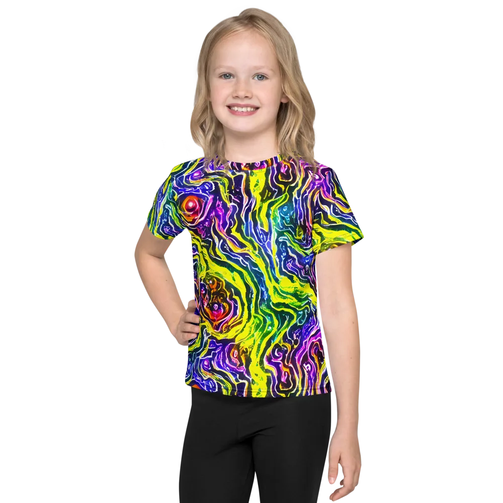 Cosmic Lava Lace on Kids Crew Neck T-Shirt — Front