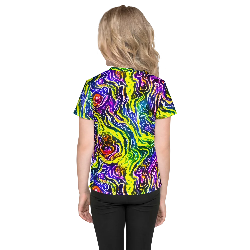 Cosmic Lava Lace on Kids Crew Neck T-Shirt — Back