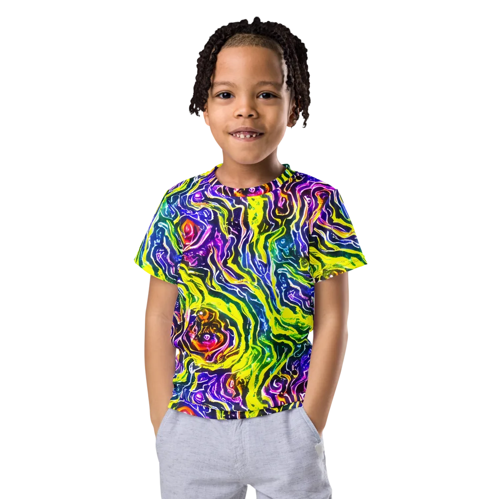 Cosmic Lava Lace on Kids Crew Neck T-Shirt — Front