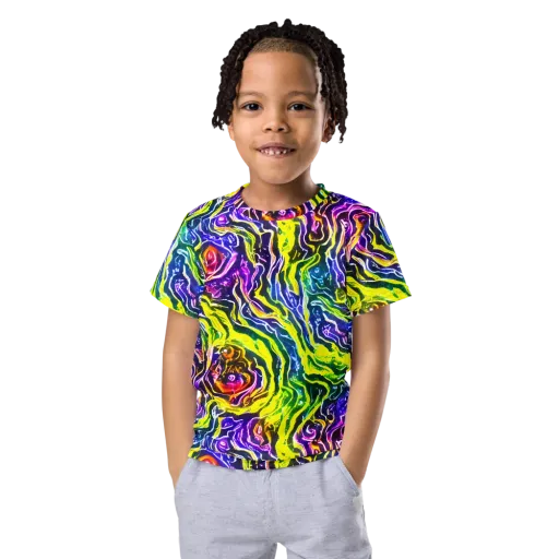 Cosmic Lava Lace on a Kids Crew Neck T-Shirt