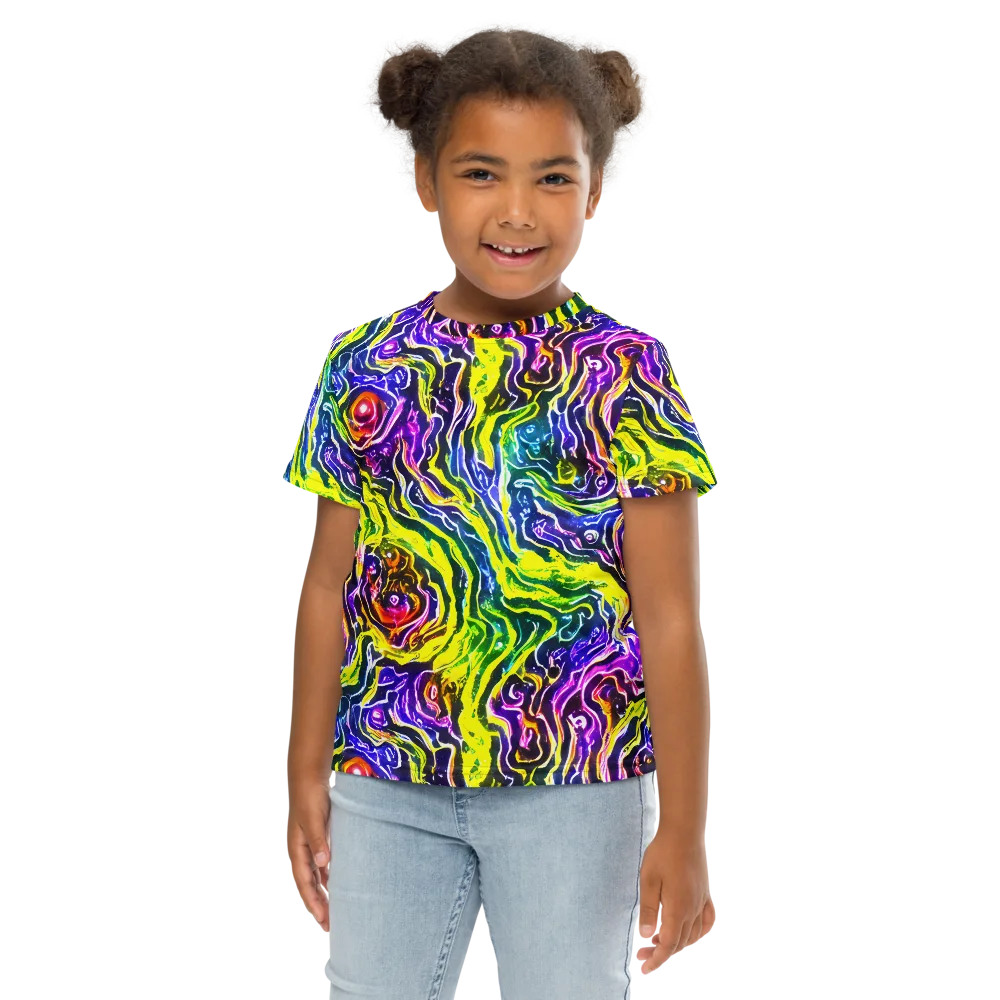 Cosmic Lava Lace on Kids Crew Neck T-Shirt — Front