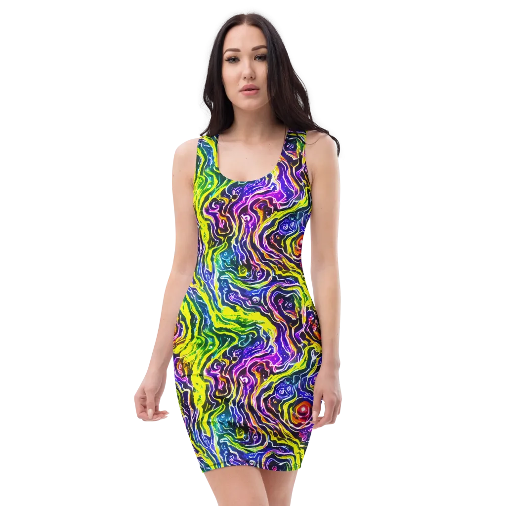 Cosmic Lava Lace on Bodycon Dress — Front