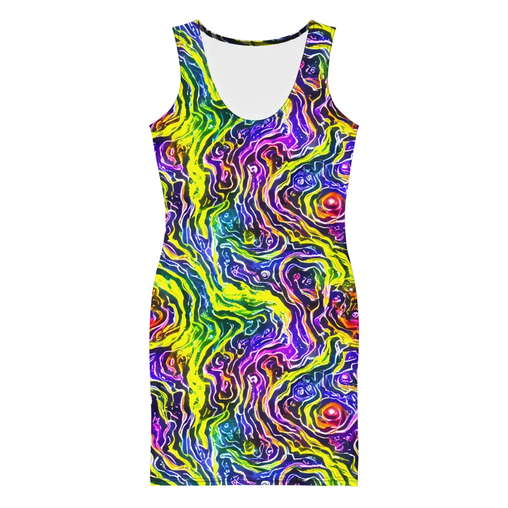 Cosmic Lava Lace on Bodycon Dress — Front