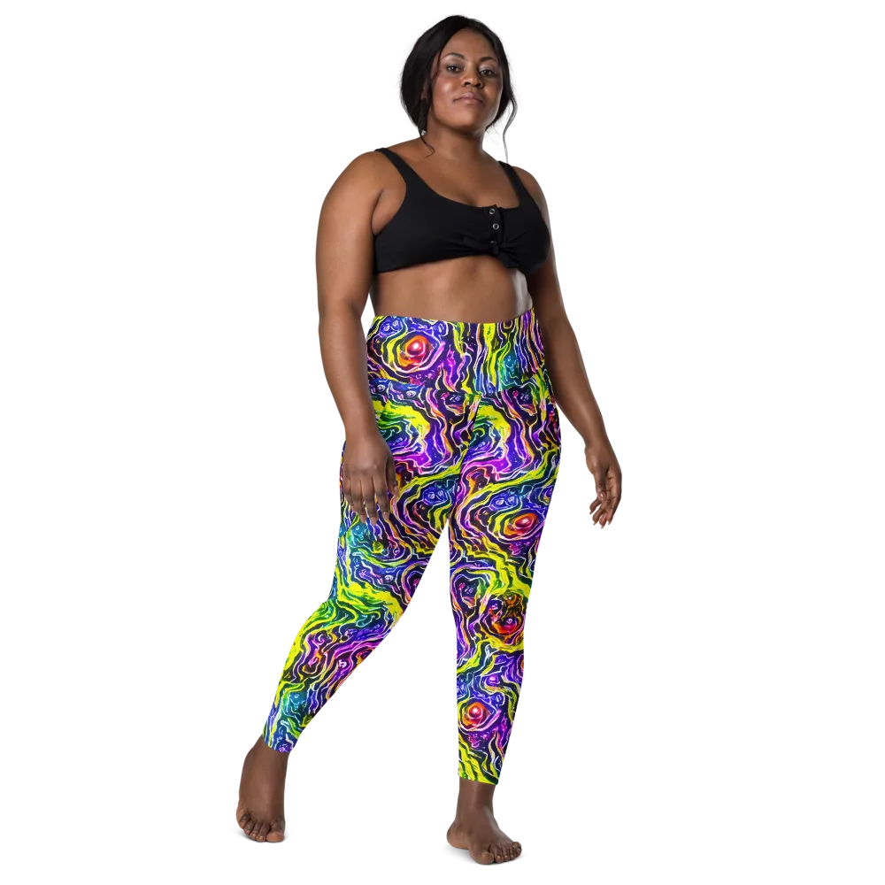 Cosmic Lava Lace on Leggings with Pockets — Front