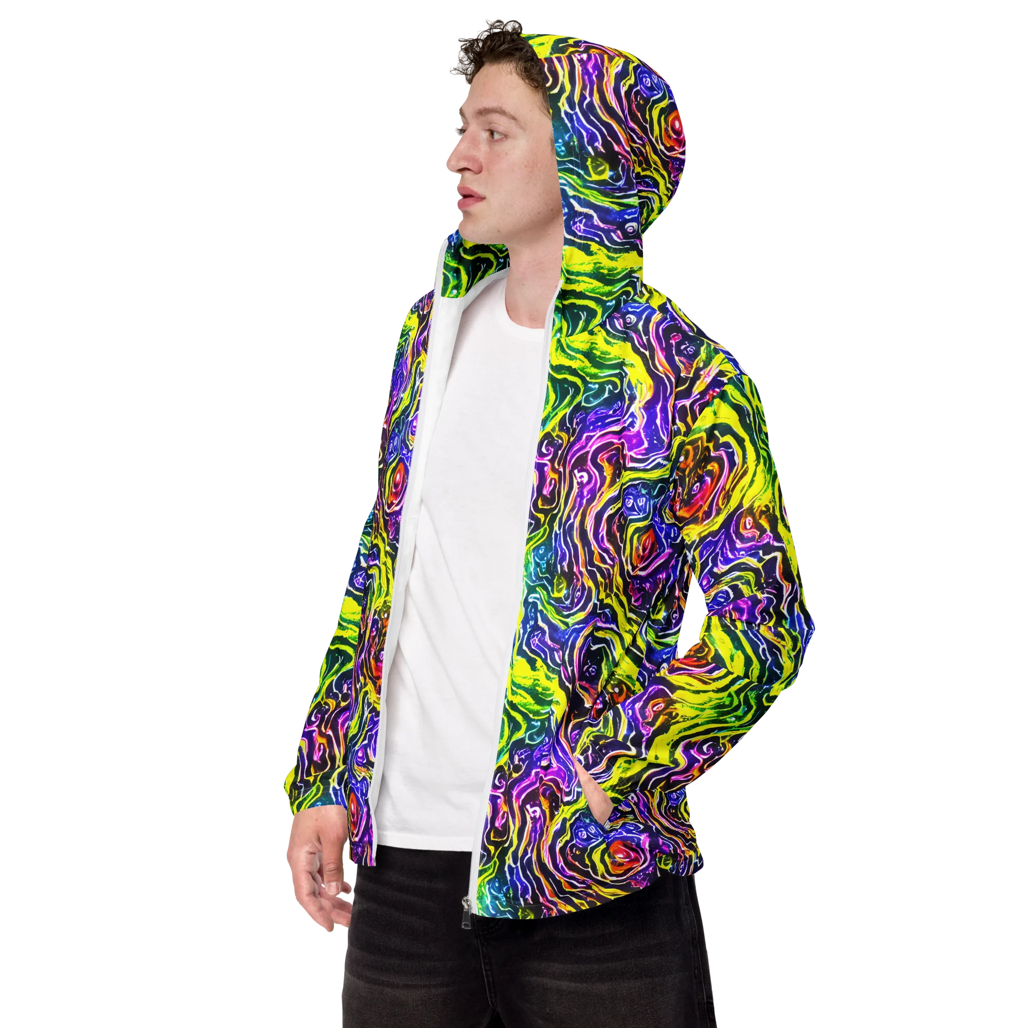 Cosmic Lava Lace on Men's Windbreaker — Left Front