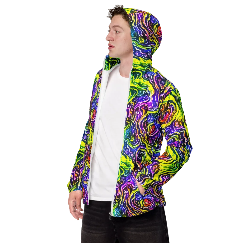 Cosmic Lava Lace on Men's Windbreaker — Left Front