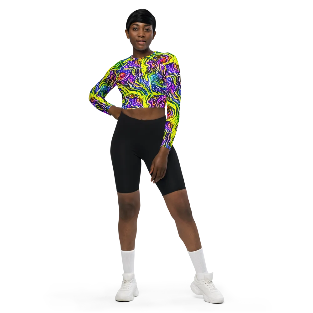Cosmic Lava Lace on Long Sleeve Crop Top — Front