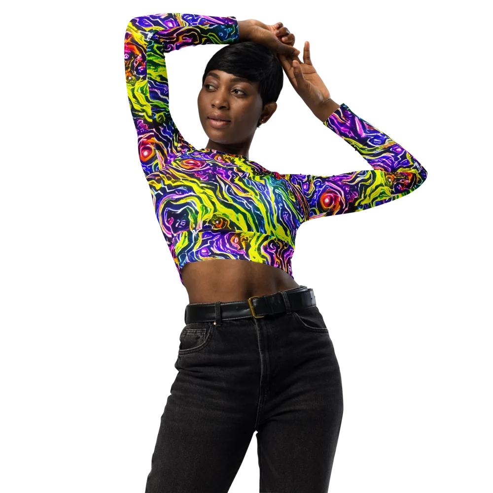 Cosmic Lava Lace on Long Sleeve Crop Top — Front