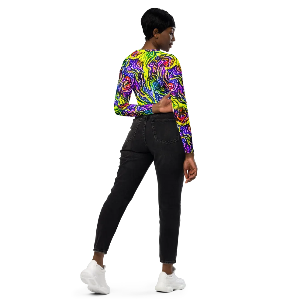 Cosmic Lava Lace on Long Sleeve Crop Top — Right Back