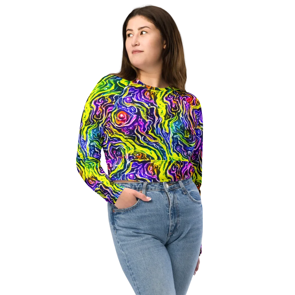Cosmic Lava Lace on Long Sleeve Crop Top — Front