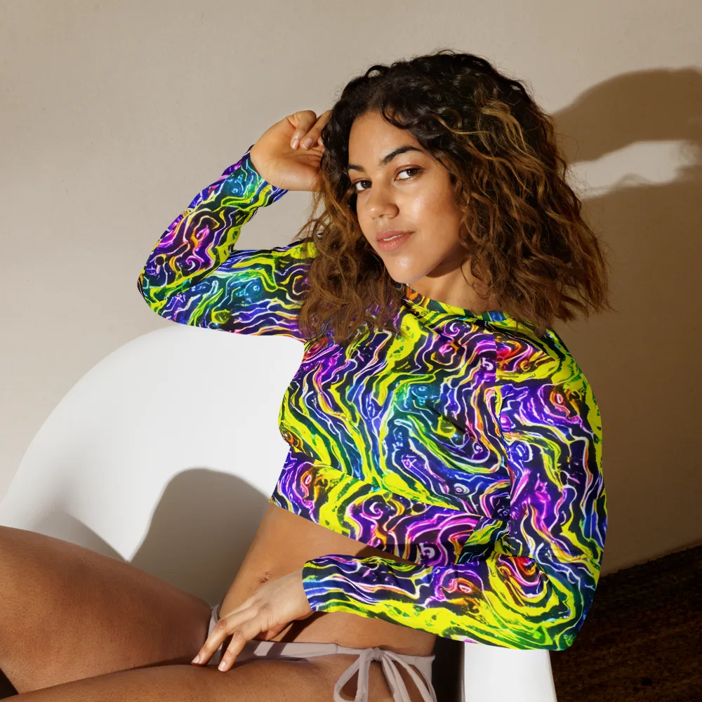 Cosmic Lava Lace on Long Sleeve Crop Top — Left Front
