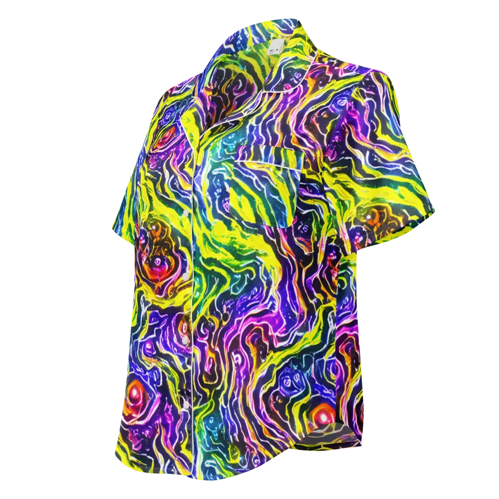 Cosmic Lava Lace on Women's Short Sleeve Pajama Top — Left Front