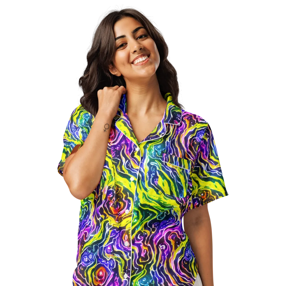 Cosmic Lava Lace on Women's Short Sleeve Pajama Top — Front