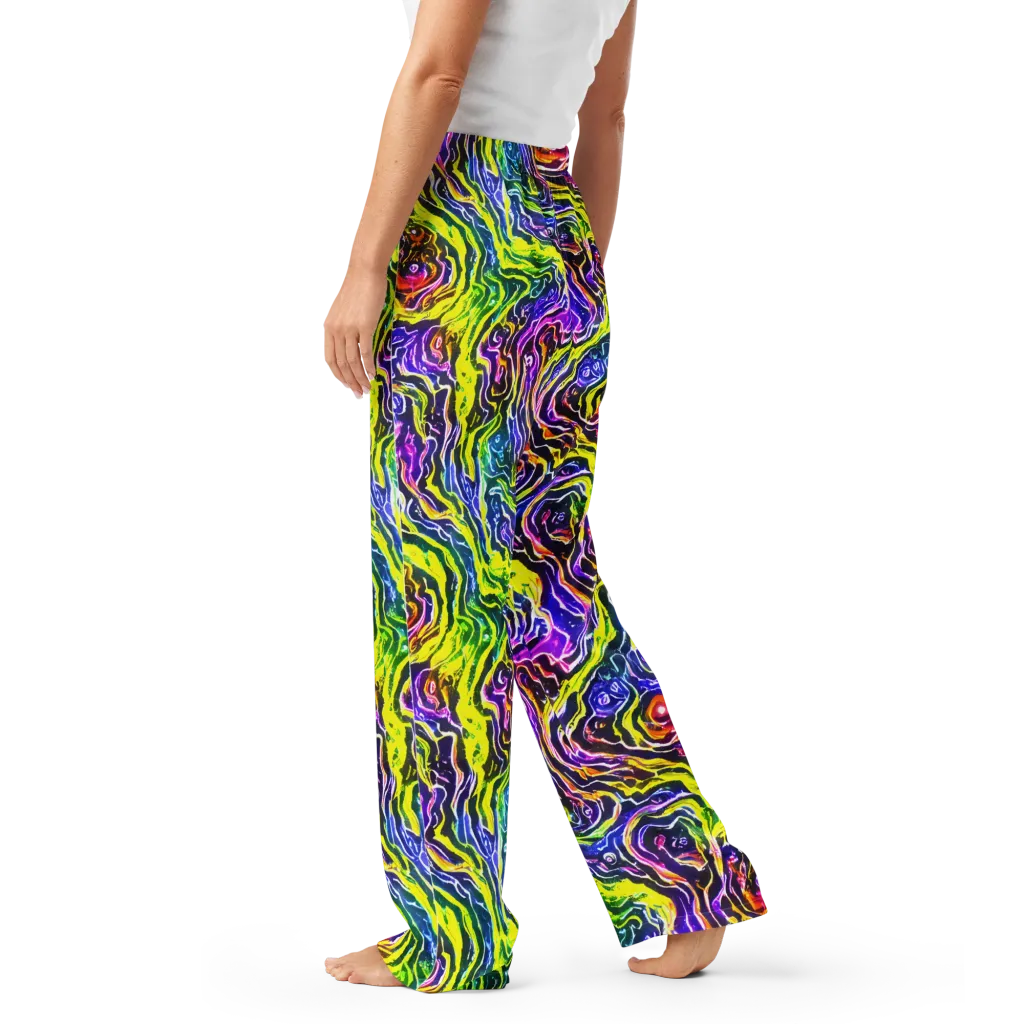 Cosmic Lava Lace on Women's Pajama Pants — Left