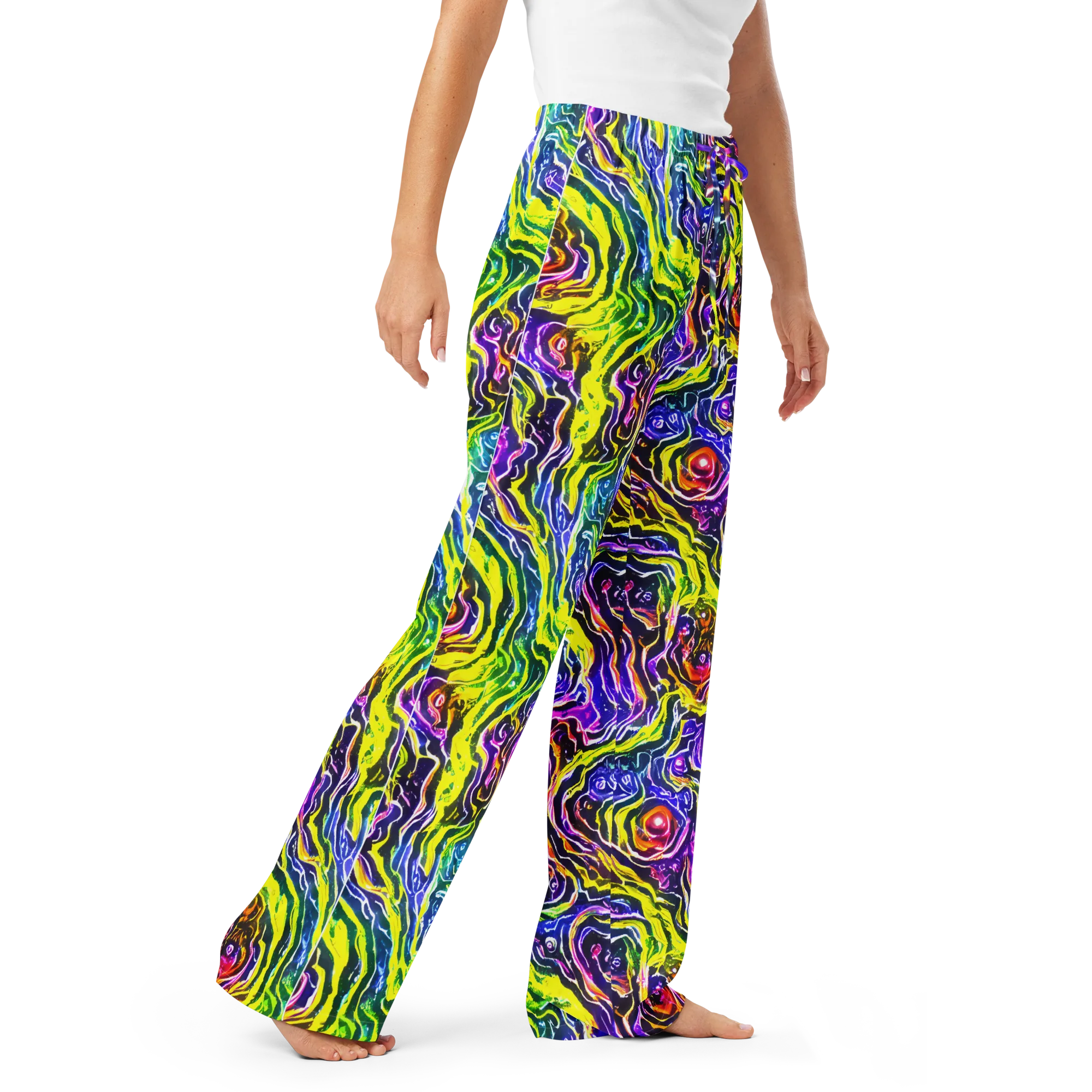 Cosmic Lava Lace on Women's Pajama Pants — Right Front