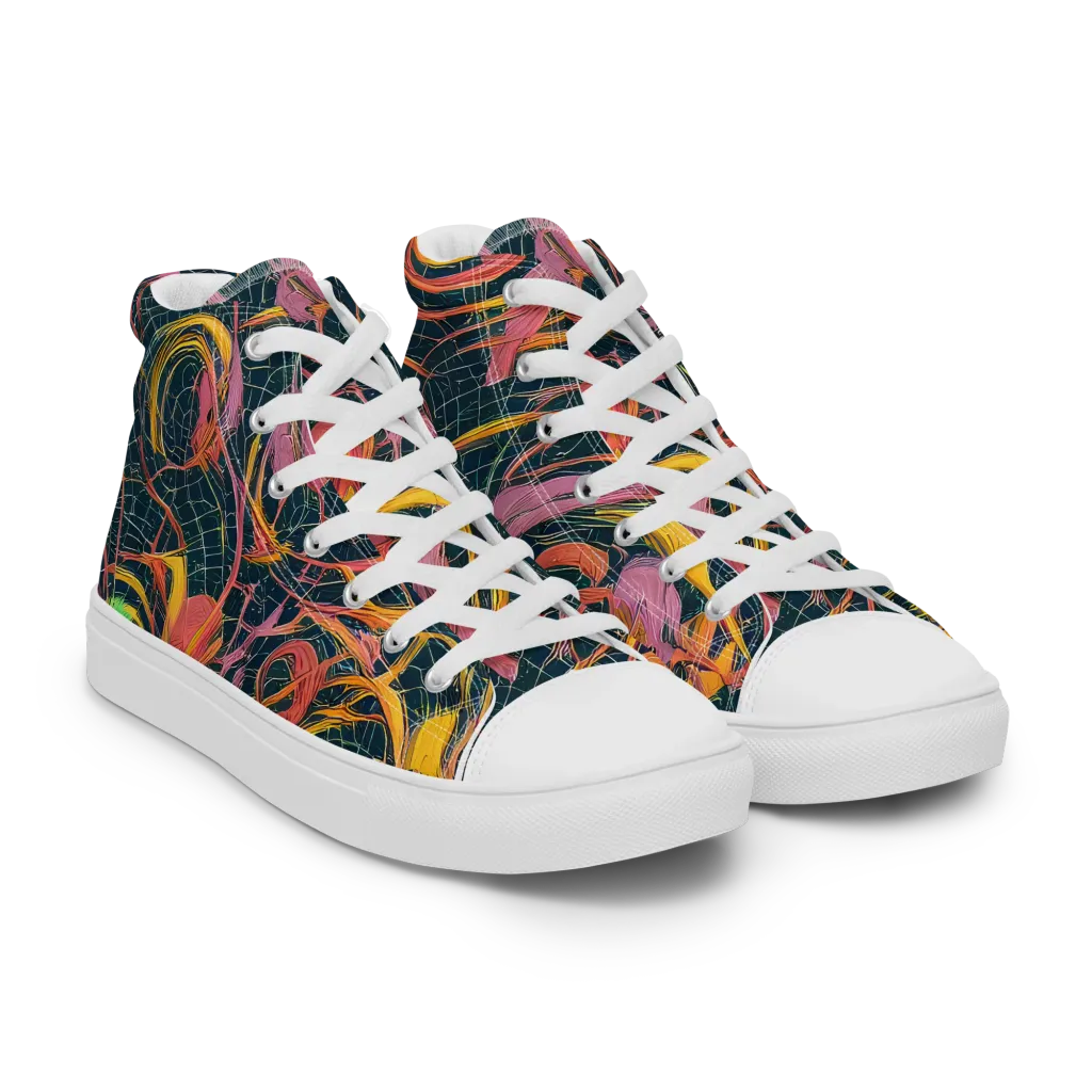 Cosmic Underbrush on Men's High Top Canvas Shoes — Right Front