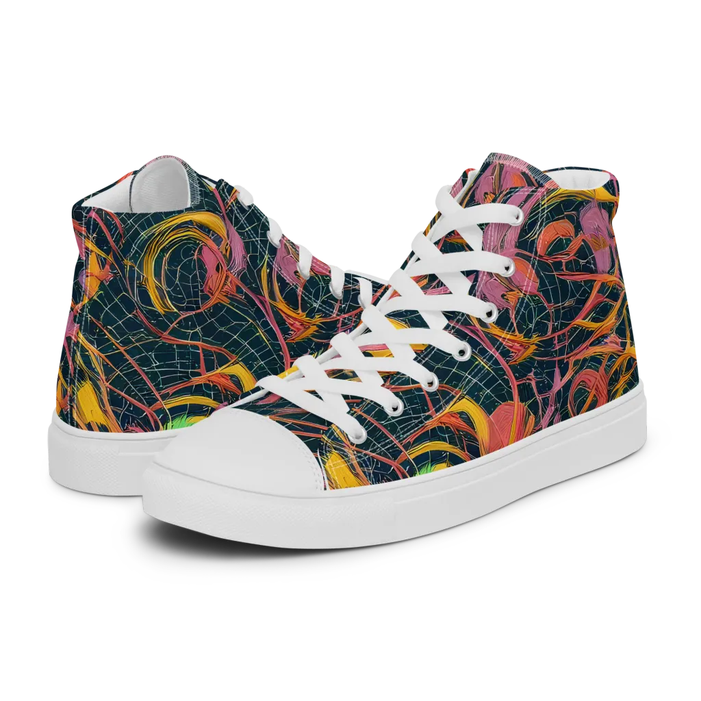 Cosmic Underbrush on Men's High Top Canvas Shoes — Left