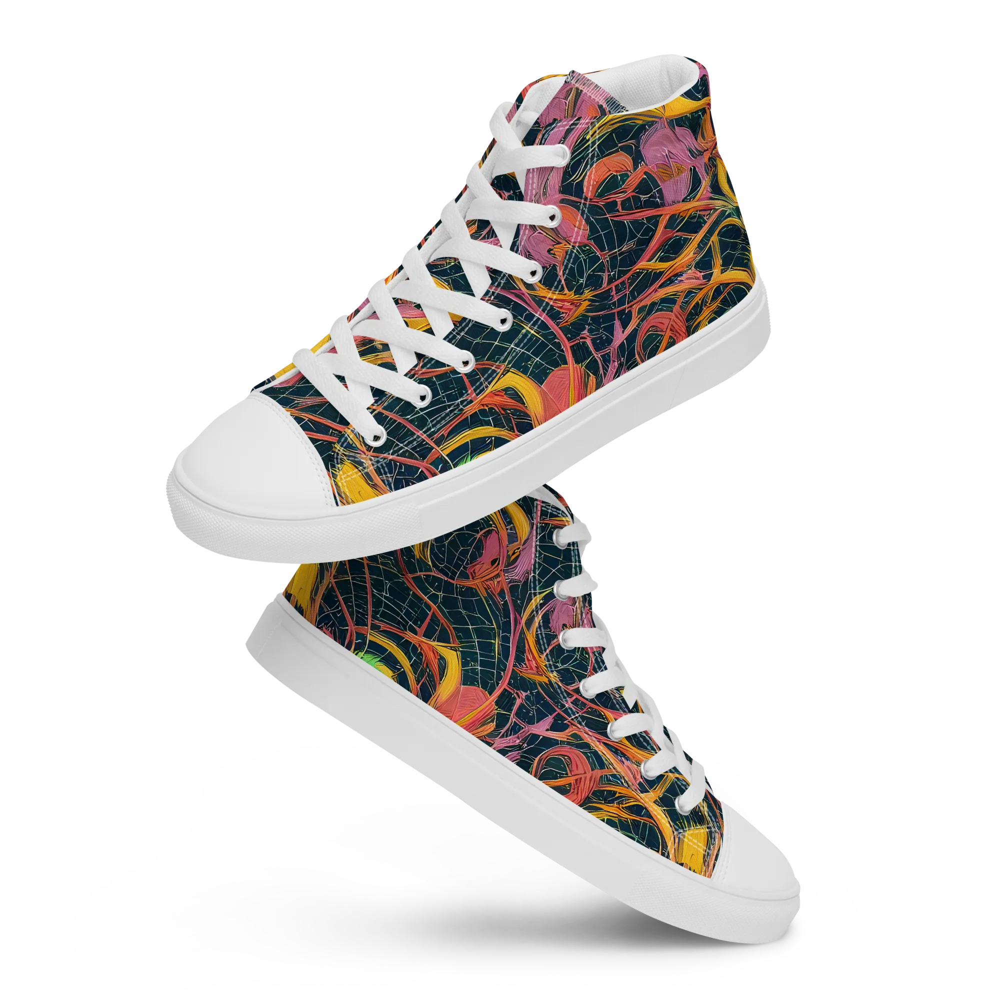 Cosmic Underbrush on Men's High Top Canvas Shoes — Front