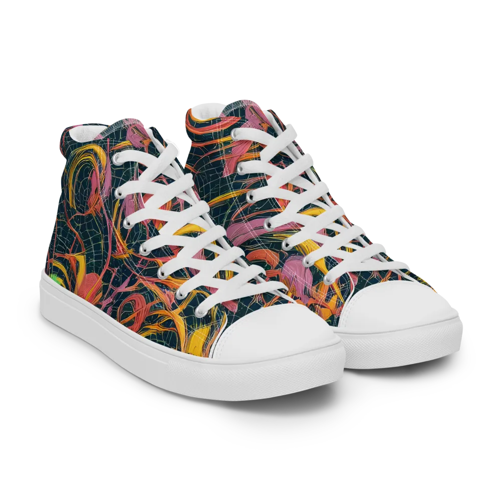 Cosmic Underbrush on Women's High Top Canvas Shoes — Right Front