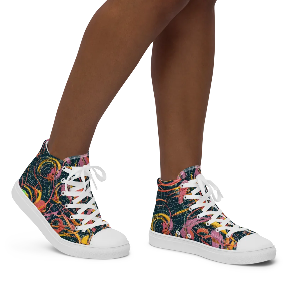 Cosmic Underbrush on Women's High Top Canvas Shoes — Right