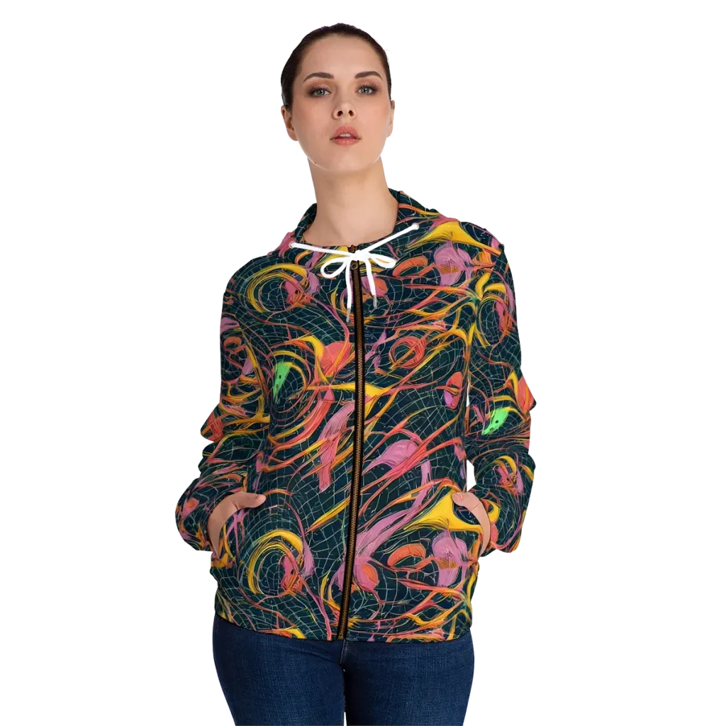 Cosmic Underbrush on Women's Full-Zip Hoodie — Front On Person