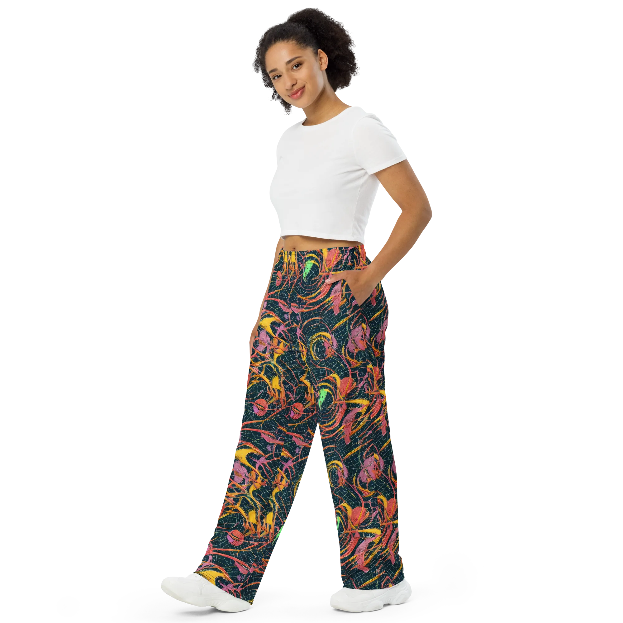 Cosmic Underbrush on Wide-Leg Pants — Left Front