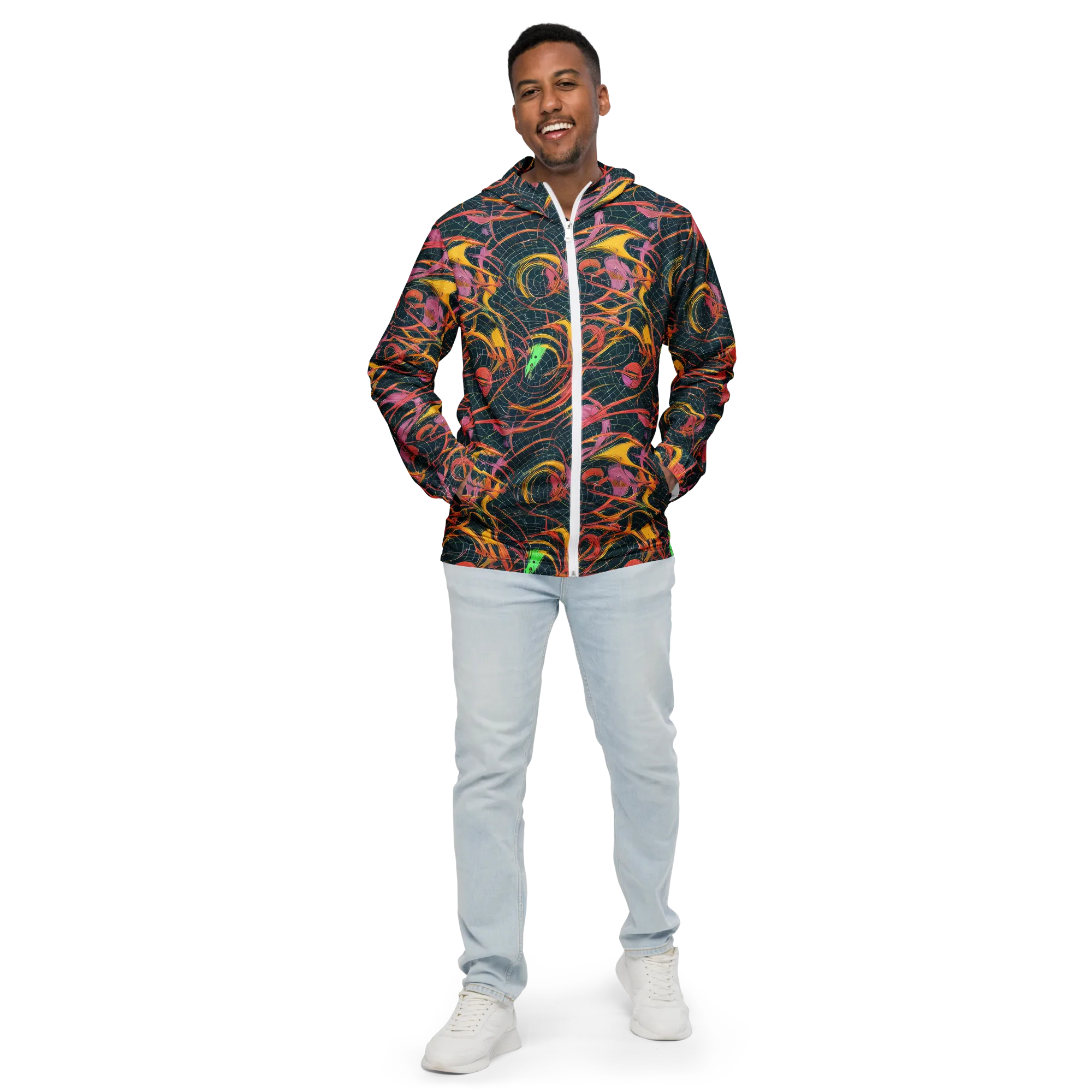 Cosmic Underbrush on Men's Windbreaker — Front