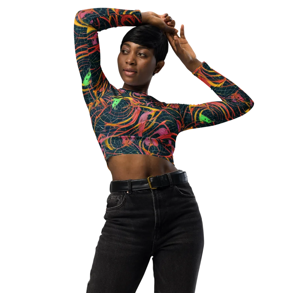 Cosmic Underbrush on Long Sleeve Crop Top — Front