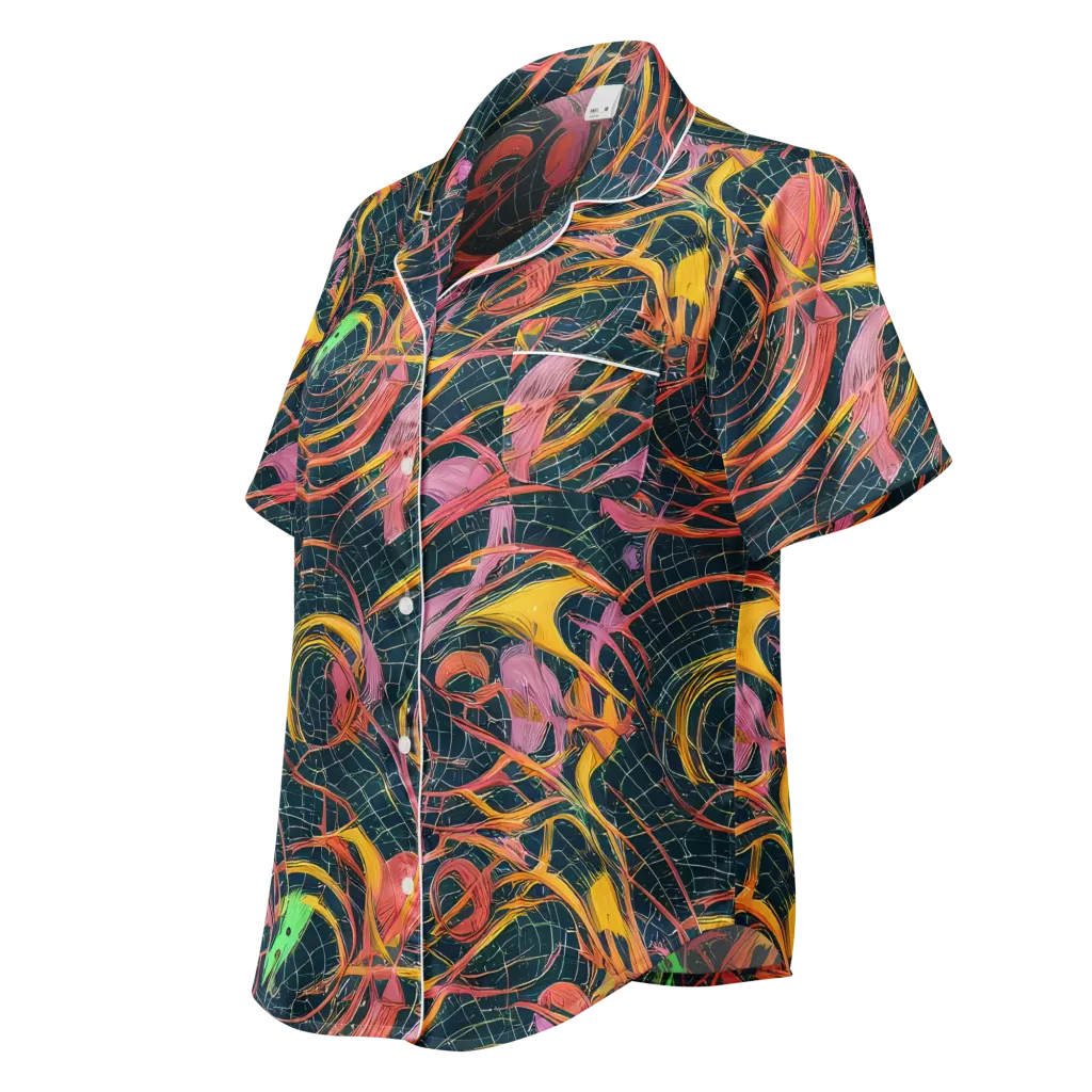 Cosmic Underbrush on Women's Short Sleeve Pajama Top — Left Front