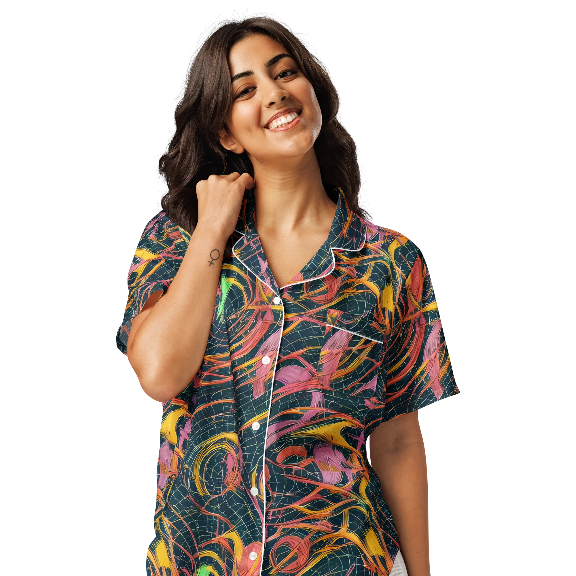 Cosmic Underbrush on Women's Short Sleeve Pajama Top — Front