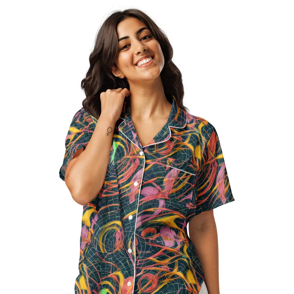 Cosmic Underbrush on Women's Short Sleeve Pajama Top — Front