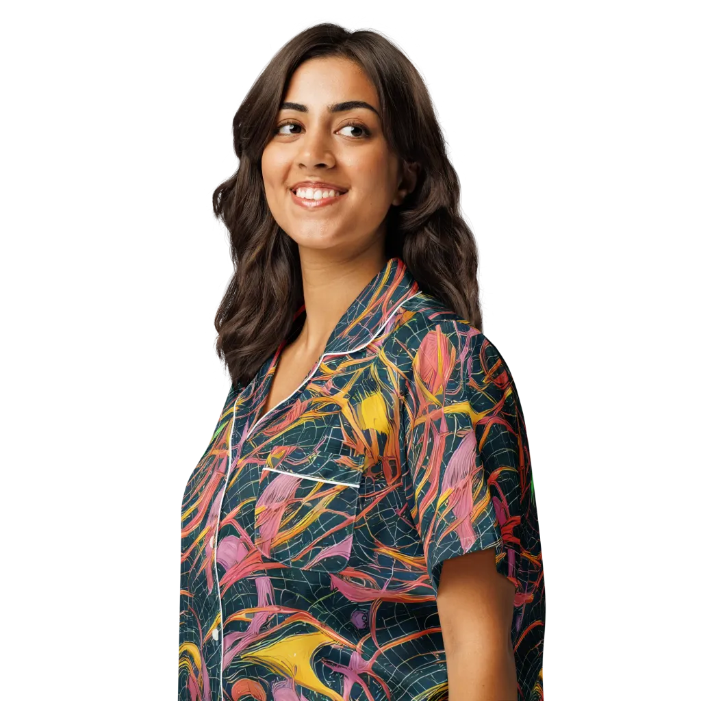 Cosmic Underbrush on Women's Short Sleeve Pajama Top — Left Front