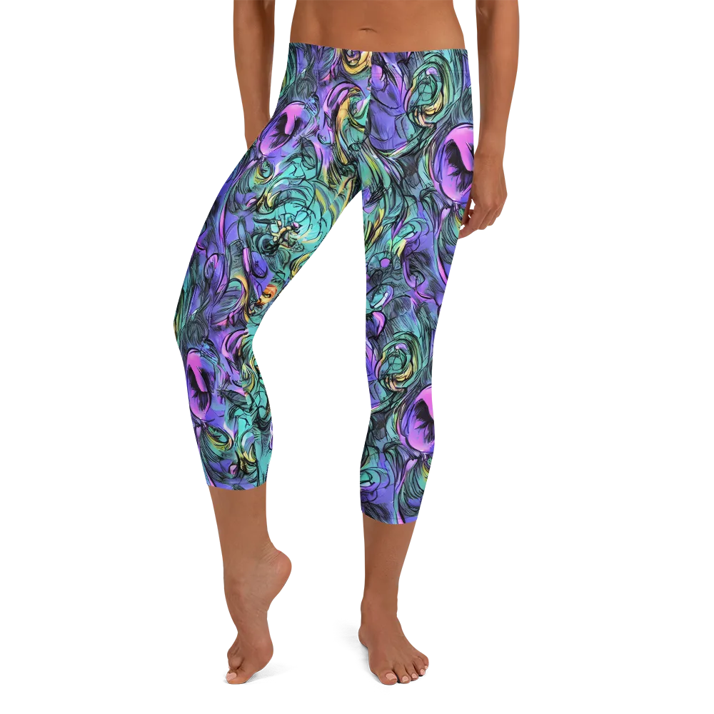 Dreamwave Botanica on Capri Leggings — Front