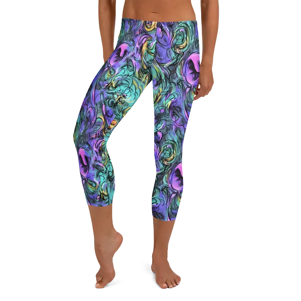 Dreamwave Botanica on Capri Leggings — Front