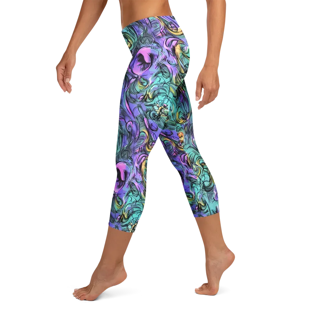 Dreamwave Botanica on Capri Leggings — Left