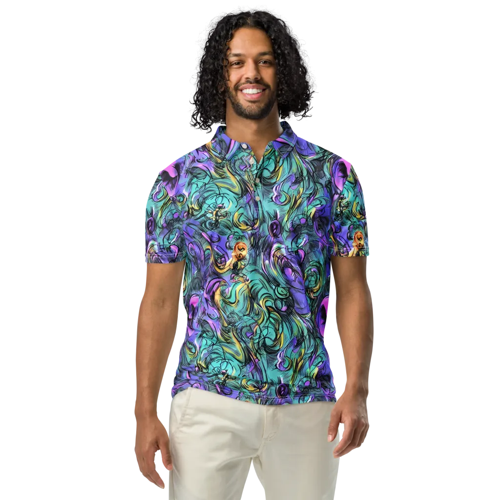 Dreamwave Botanica on Men's Slim Fit Polo Shirt — Front