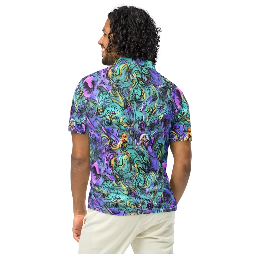 Dreamwave Botanica on Men's Slim Fit Polo Shirt — Back