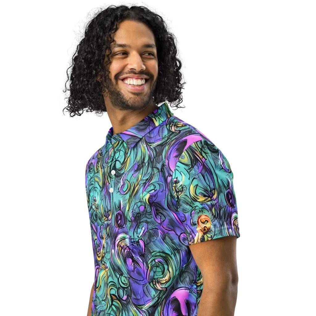 Dreamwave Botanica on Men's Slim Fit Polo Shirt — Left Front