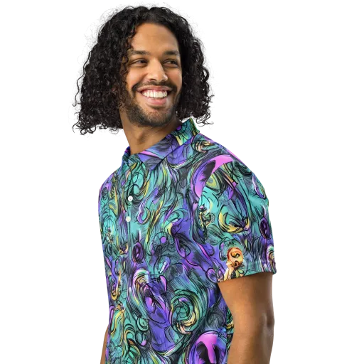 Dreamwave Botanica on a Men's Slim Fit Polo Shirt