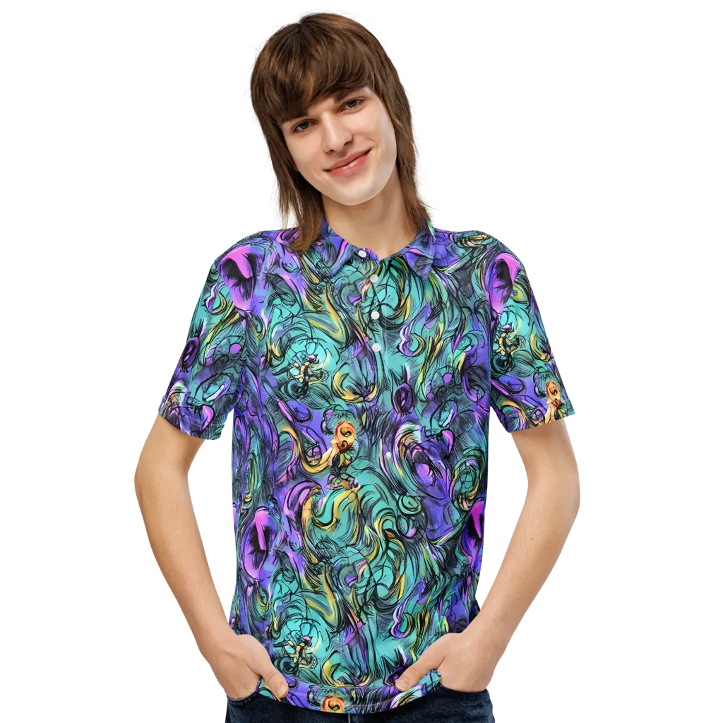 Dreamwave Botanica on Men's Slim Fit Polo Shirt — Front
