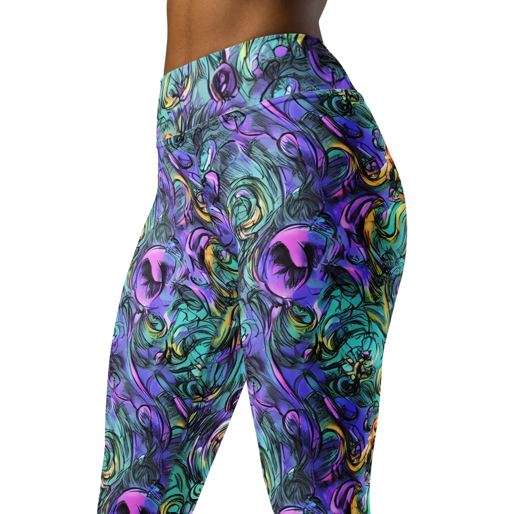 Dreamwave Botanica on Yoga Leggings — Left Front