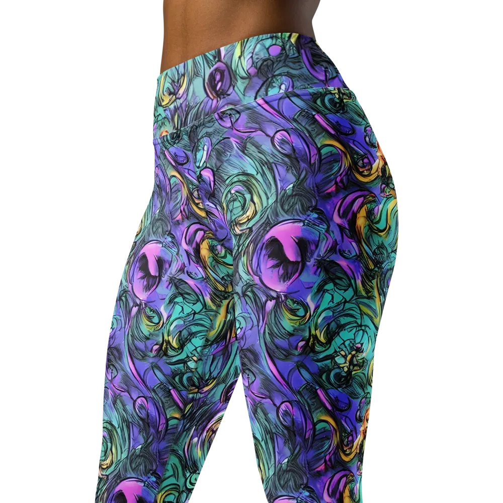 Dreamwave Botanica on Yoga Leggings — Left Front