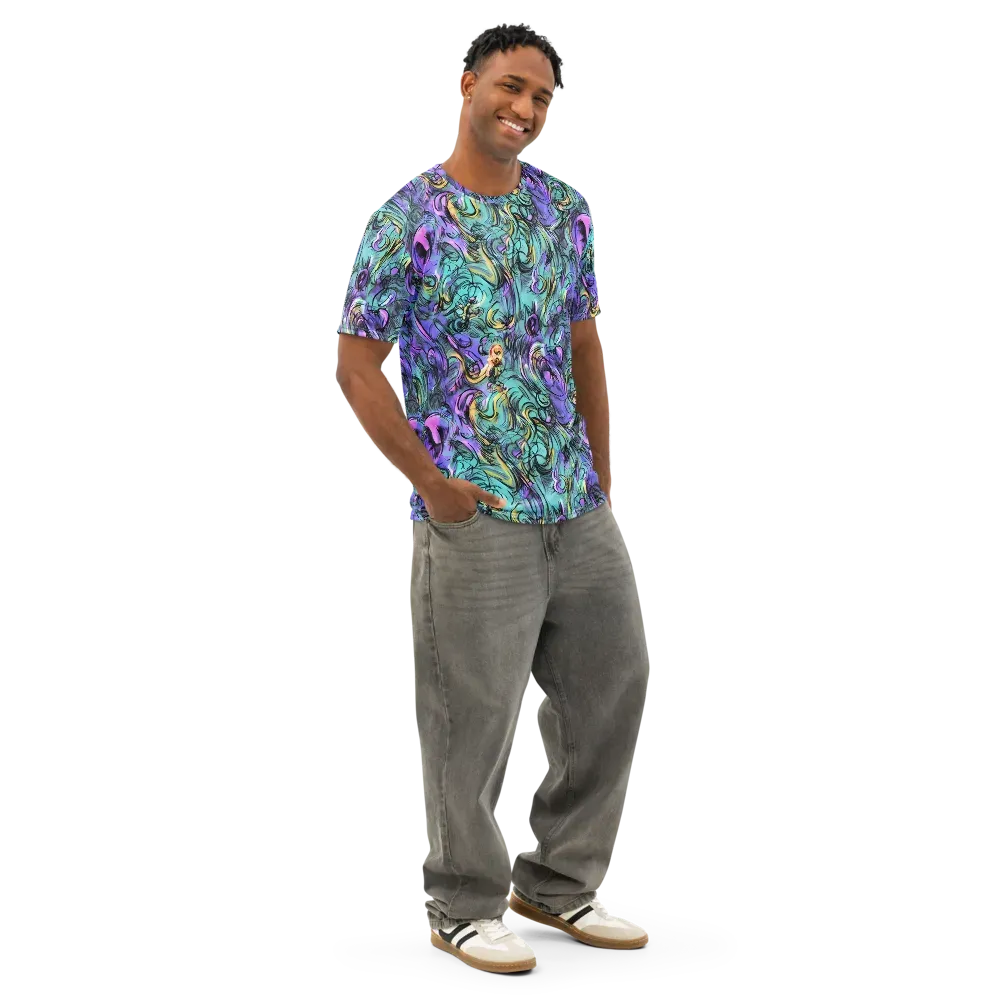 Dreamwave Botanica on Men's Cotton Crew Neck T-Shirt — Right Front