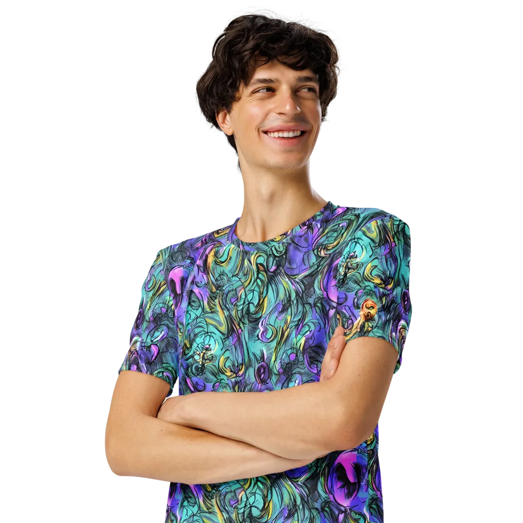 Dreamwave Botanica on Men's Crew Neck T-Shirt — Left Front